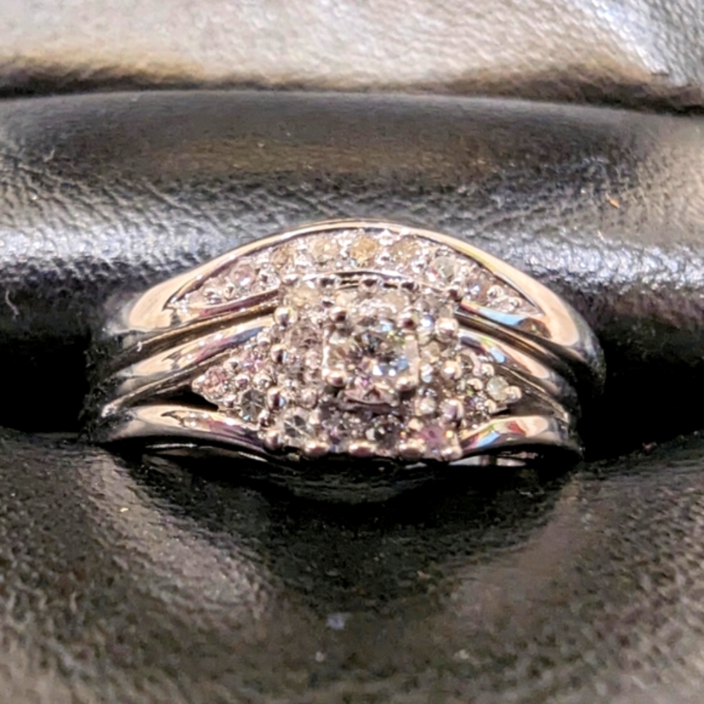 Genuine Diamond 925 Silver Bridal Ring Set